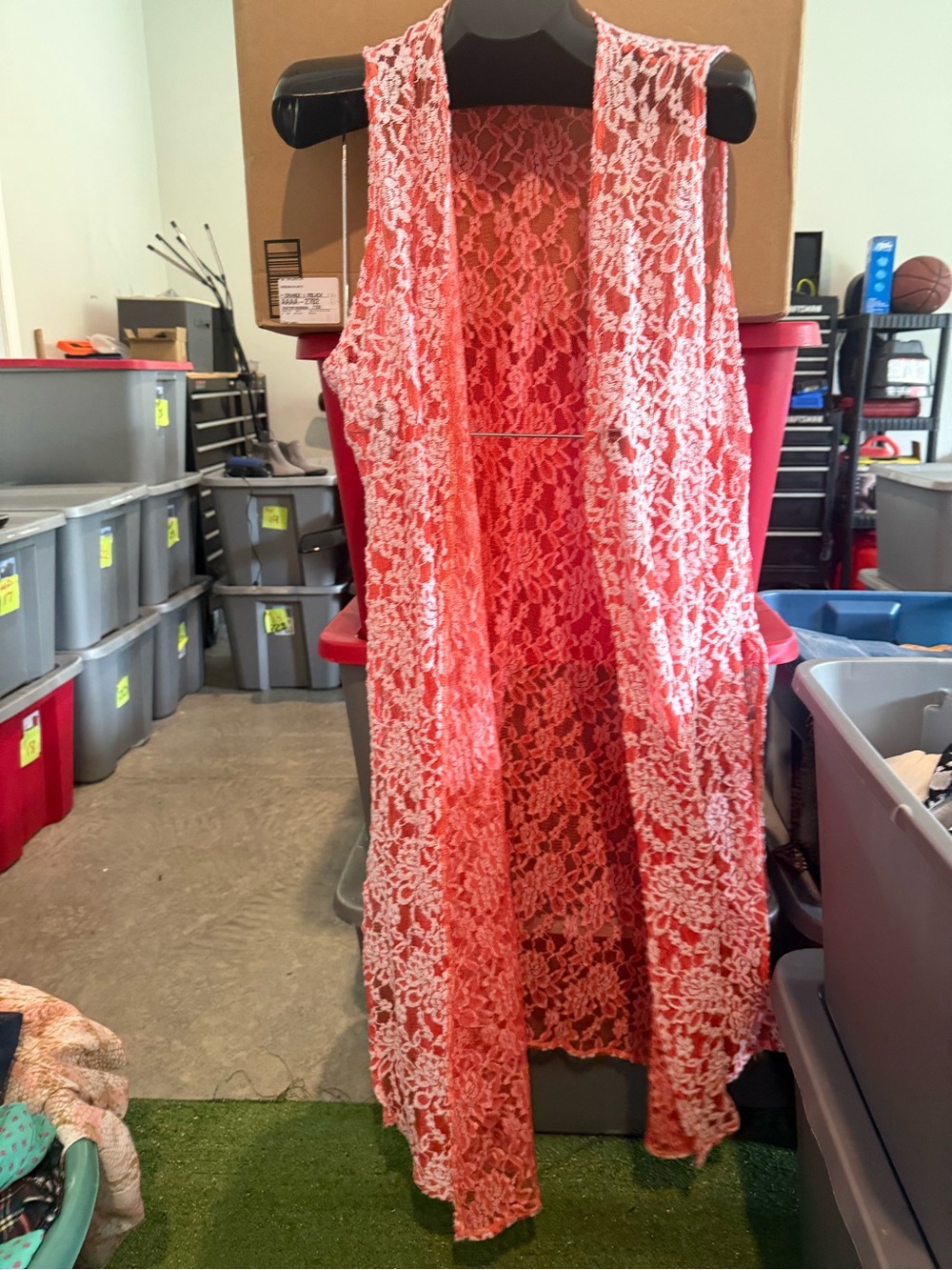 Coral Lace Sleeveless Duster Vest p83